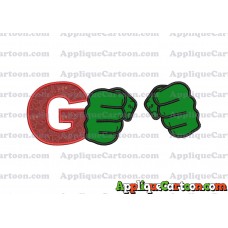 Hulk Hands Applique Embroidery Design With Alphabet G