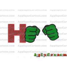 Hulk Hands Applique Embroidery Design With Alphabet H
