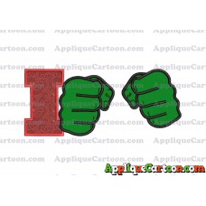 Hulk Hands Applique Embroidery Design With Alphabet I
