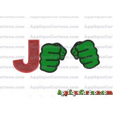 Hulk Hands Applique Embroidery Design With Alphabet J