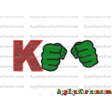 Hulk Hands Applique Embroidery Design With Alphabet K