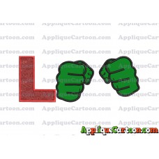 Hulk Hands Applique Embroidery Design With Alphabet L