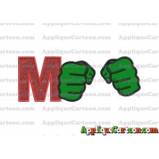 Hulk Hands Applique Embroidery Design With Alphabet M