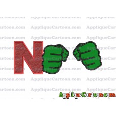 Hulk Hands Applique Embroidery Design With Alphabet N
