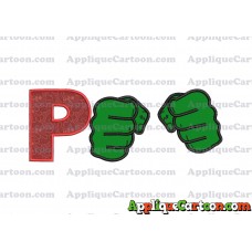 Hulk Hands Applique Embroidery Design With Alphabet P