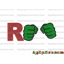 Hulk Hands Applique Embroidery Design With Alphabet R