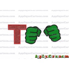 Hulk Hands Applique Embroidery Design With Alphabet T