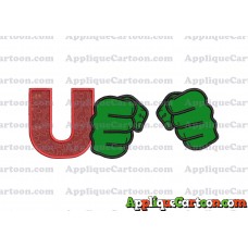 Hulk Hands Applique Embroidery Design With Alphabet U