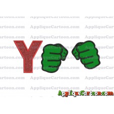 Hulk Hands Applique Embroidery Design With Alphabet Y