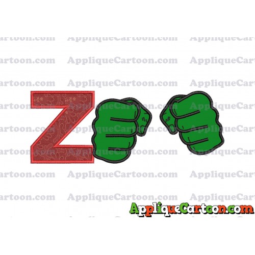 Hulk Hands Applique Embroidery Design With Alphabet Z
