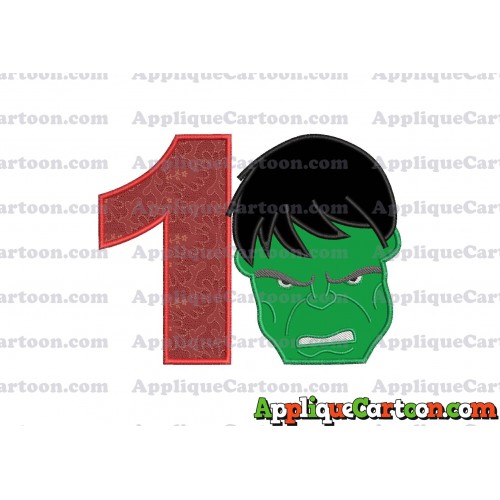 Hulk Head Applique Embroidery Design 02 Birthday Number 1