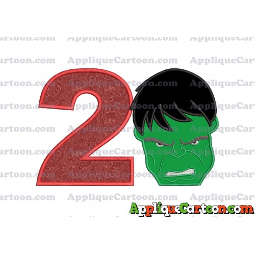 Hulk Head Applique Embroidery Design 02 Birthday Number 2