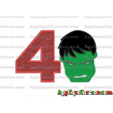 Hulk Head Applique Embroidery Design 02 Birthday Number 4