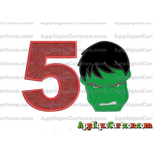 Hulk Head Applique Embroidery Design 02 Birthday Number 5