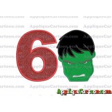 Hulk Head Applique Embroidery Design 02 Birthday Number 6