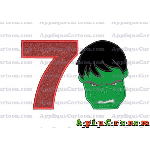 Hulk Head Applique Embroidery Design 02 Birthday Number 7