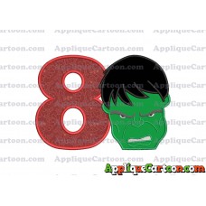 Hulk Head Applique Embroidery Design 02 Birthday Number 8