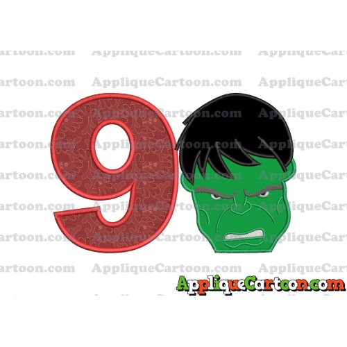 Hulk Head Applique Embroidery Design 02 Birthday Number 9