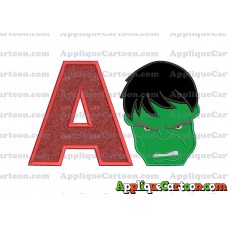 Hulk Head Applique Embroidery Design 02 With Alphabet A