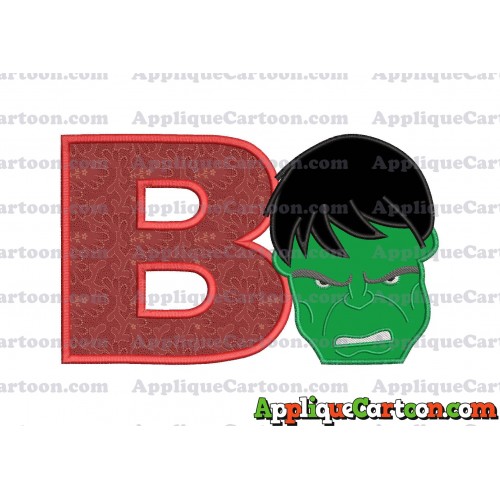 Hulk Head Applique Embroidery Design 02 With Alphabet B