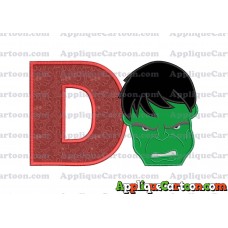Hulk Head Applique Embroidery Design 02 With Alphabet D