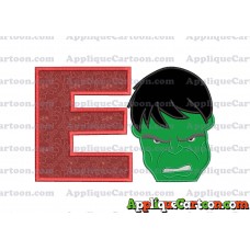 Hulk Head Applique Embroidery Design 02 With Alphabet E