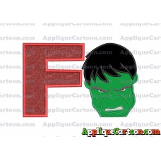 Hulk Head Applique Embroidery Design 02 With Alphabet F