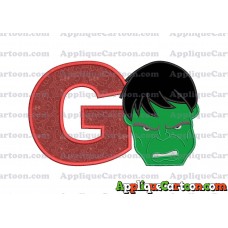 Hulk Head Applique Embroidery Design 02 With Alphabet G