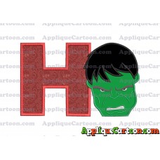 Hulk Head Applique Embroidery Design 02 With Alphabet H