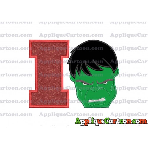 Hulk Head Applique Embroidery Design 02 With Alphabet I