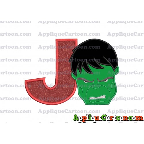 Hulk Head Applique Embroidery Design 02 With Alphabet J