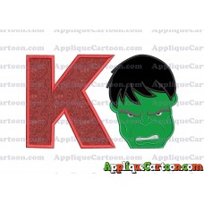 Hulk Head Applique Embroidery Design 02 With Alphabet K