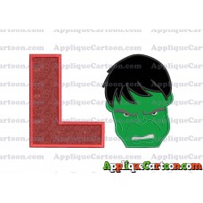 Hulk Head Applique Embroidery Design 02 With Alphabet L