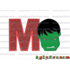 Hulk Head Applique Embroidery Design 02 With Alphabet M
