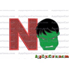 Hulk Head Applique Embroidery Design 02 With Alphabet N