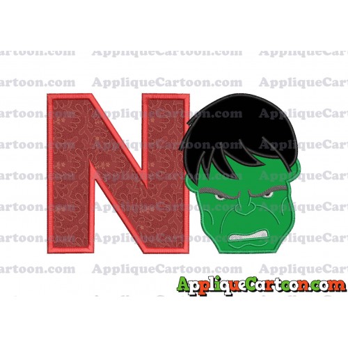 Hulk Head Applique Embroidery Design 02 With Alphabet N