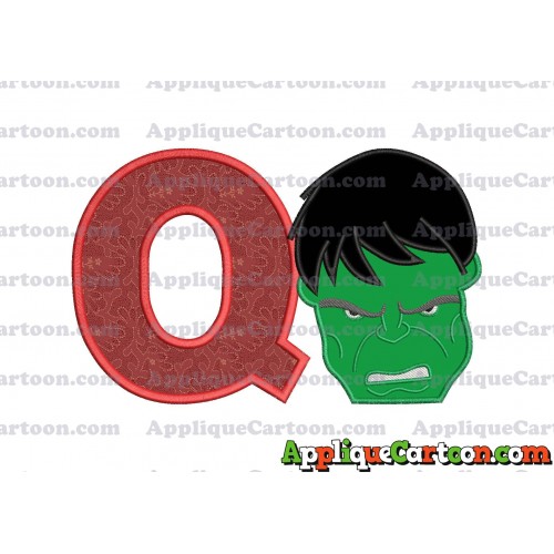 Hulk Head Applique Embroidery Design 02 With Alphabet Q