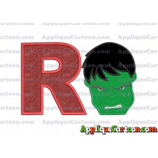 Hulk Head Applique Embroidery Design 02 With Alphabet R