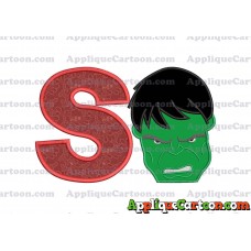 Hulk Head Applique Embroidery Design 02 With Alphabet S