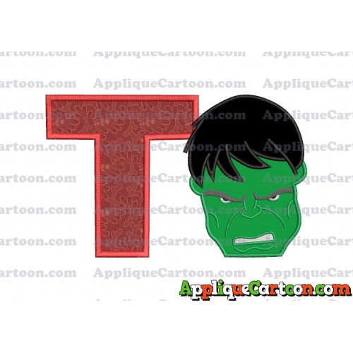 Hulk Head Applique Embroidery Design 02 With Alphabet T