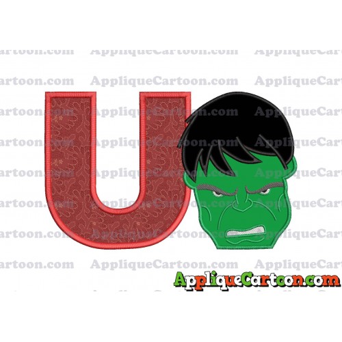 Hulk Head Applique Embroidery Design 02 With Alphabet U