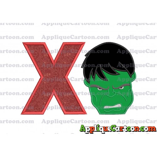 Hulk Head Applique Embroidery Design 02 With Alphabet X