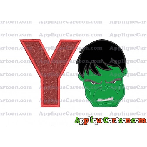 Hulk Head Applique Embroidery Design 02 With Alphabet Y