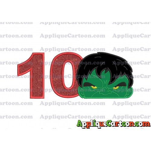 Hulk Head Applique Embroidery Design Birthday Number 10