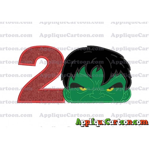 Hulk Head Applique Embroidery Design Birthday Number 2