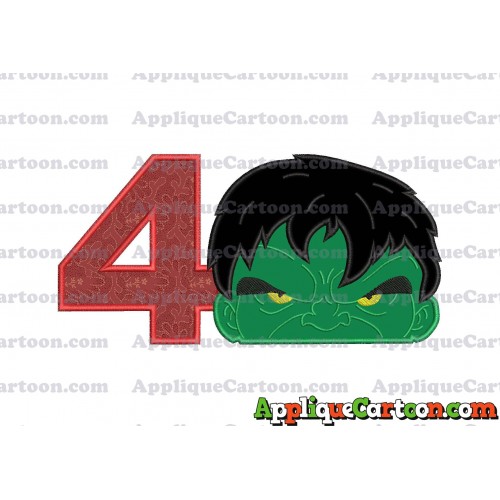 Hulk Head Applique Embroidery Design Birthday Number 4