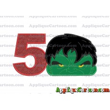 Hulk Head Applique Embroidery Design Birthday Number 5