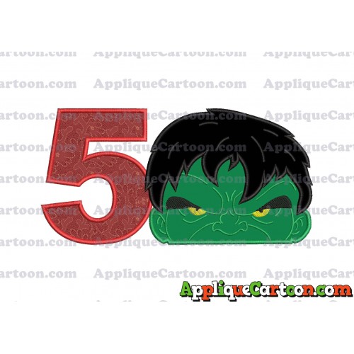 Hulk Head Applique Embroidery Design Birthday Number 5