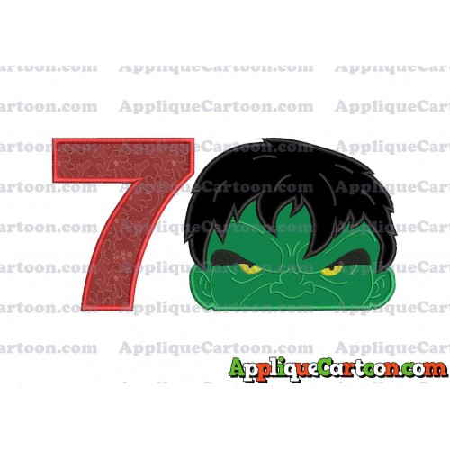 Hulk Head Applique Embroidery Design Birthday Number 7