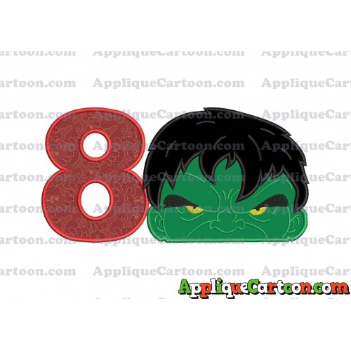 Hulk Head Applique Embroidery Design Birthday Number 8
